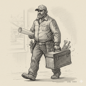 Plumber handyman working away